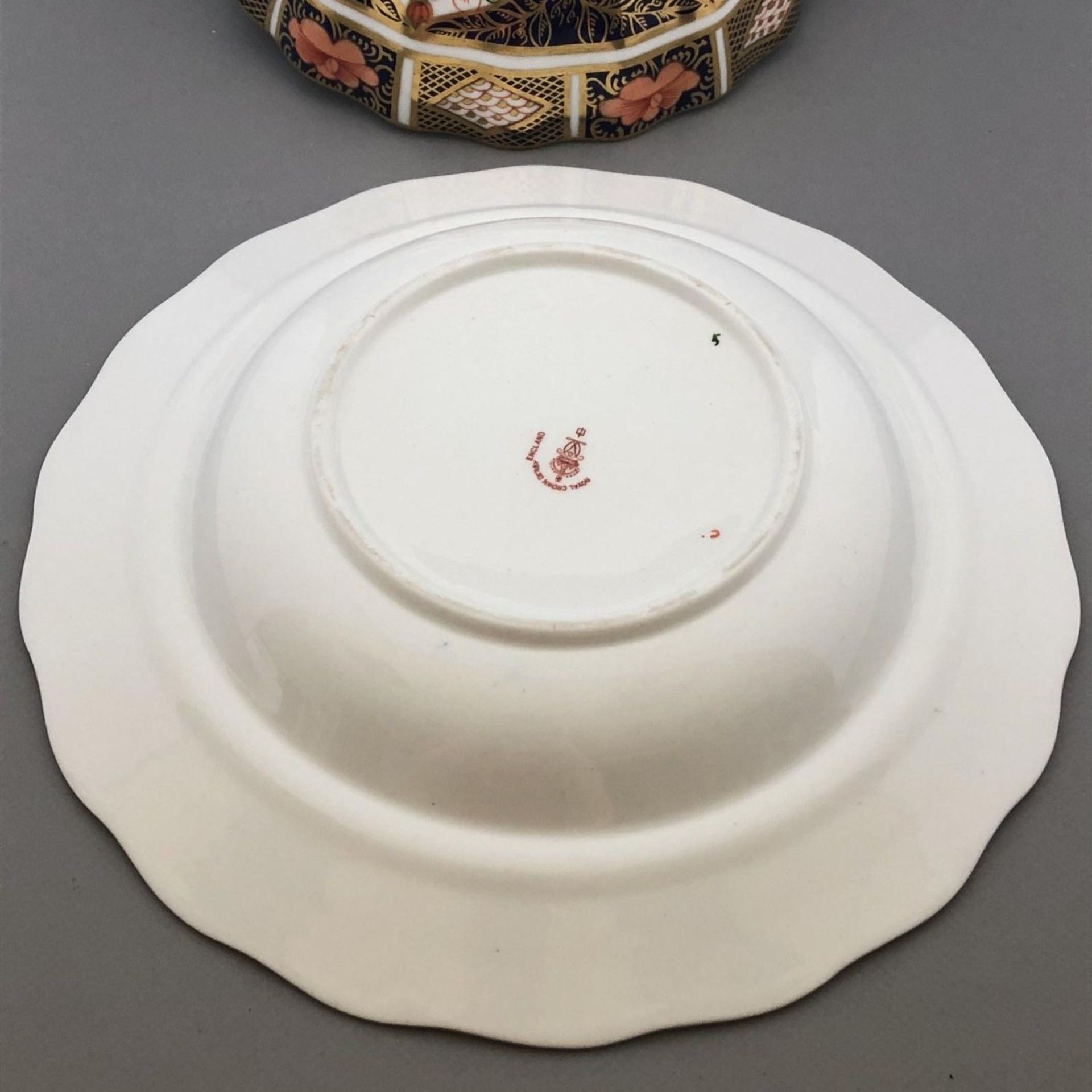"Antique English Porcelain Muffin Dish Royal Crown Derby Imari Pattern 1128 Rare " - Image 7 of 12