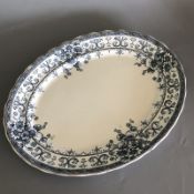 Keeling & Co Oxford Pattern 19th Century Pottery Meat Serving Platter Blue/White