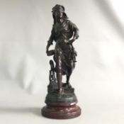 Antique French Bronzed Spelter sculpture figurine 'Noel' - After Emile Bruchon
