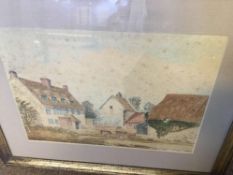 Antique 19th Century Painting of BENTHAM MANOR Cheltenham Gloucester unsigned