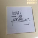 Signed Pen and Ink Artwork Art Picture by Kathryn Lamb - ENGLAND CRICKET