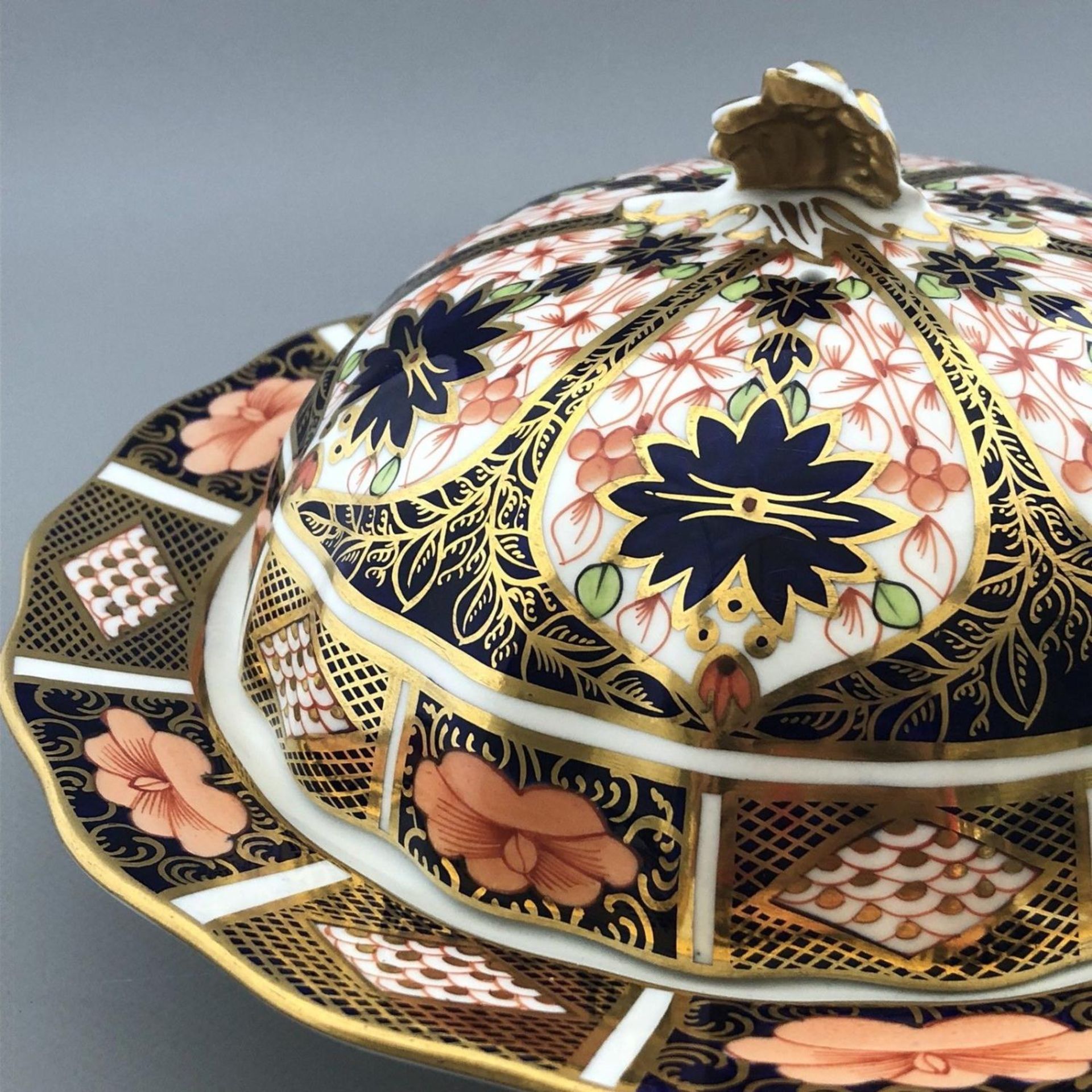 "Antique English Porcelain Muffin Dish Royal Crown Derby Imari Pattern 1128 Rare " - Image 3 of 12