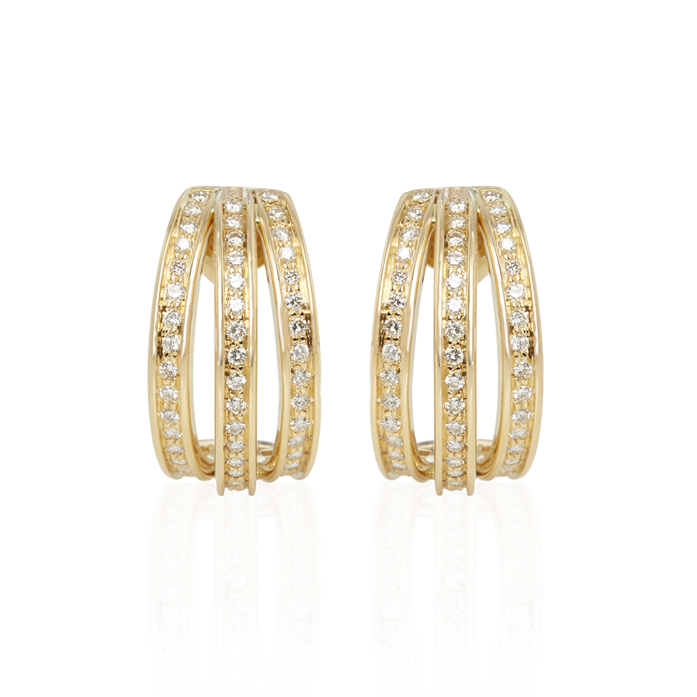 Cartier 18k Yellow Gold Diamond Trinity Earrings