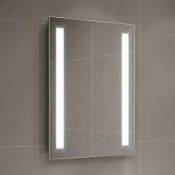 (J120) 500x700mm Omega LED Mirror - Battery Operated. RRP £299.99. Energy saving controlled On / Off