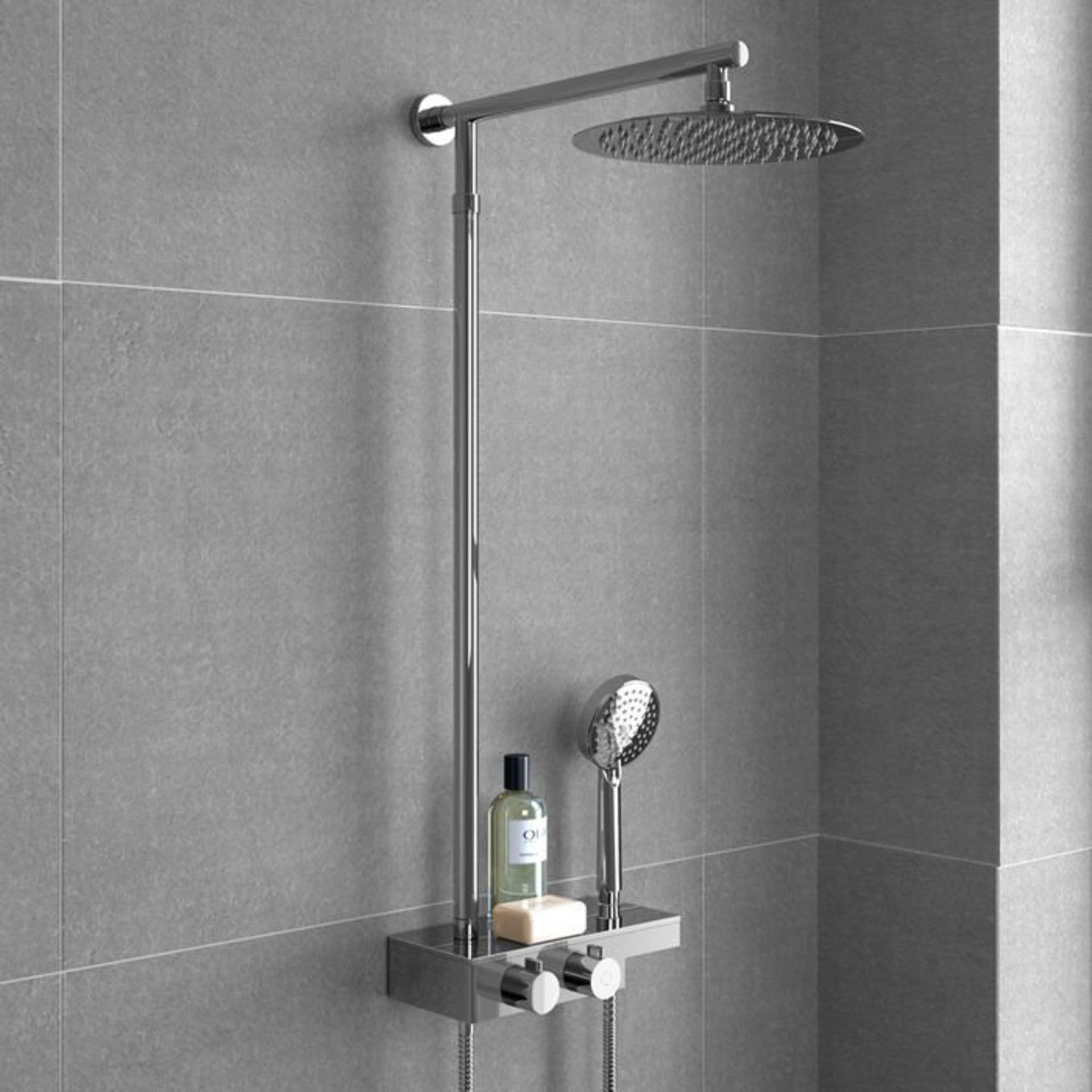 (H214) Round Exposed Thermostatic Mixer Shower Kit & Large Head. Cool to touch shower for additional - Bild 2 aus 6