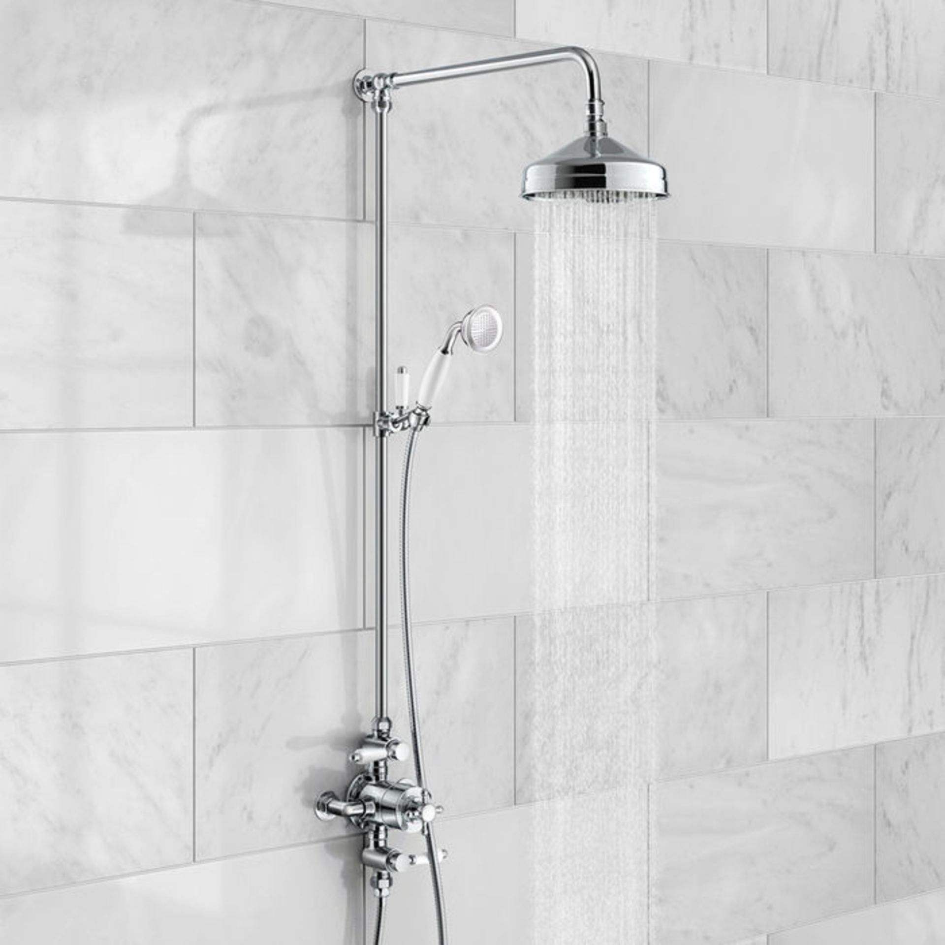 (H181) Traditional Exposed Shower Kit & Medium Head. RRP £249.99. Traditional exposed valve