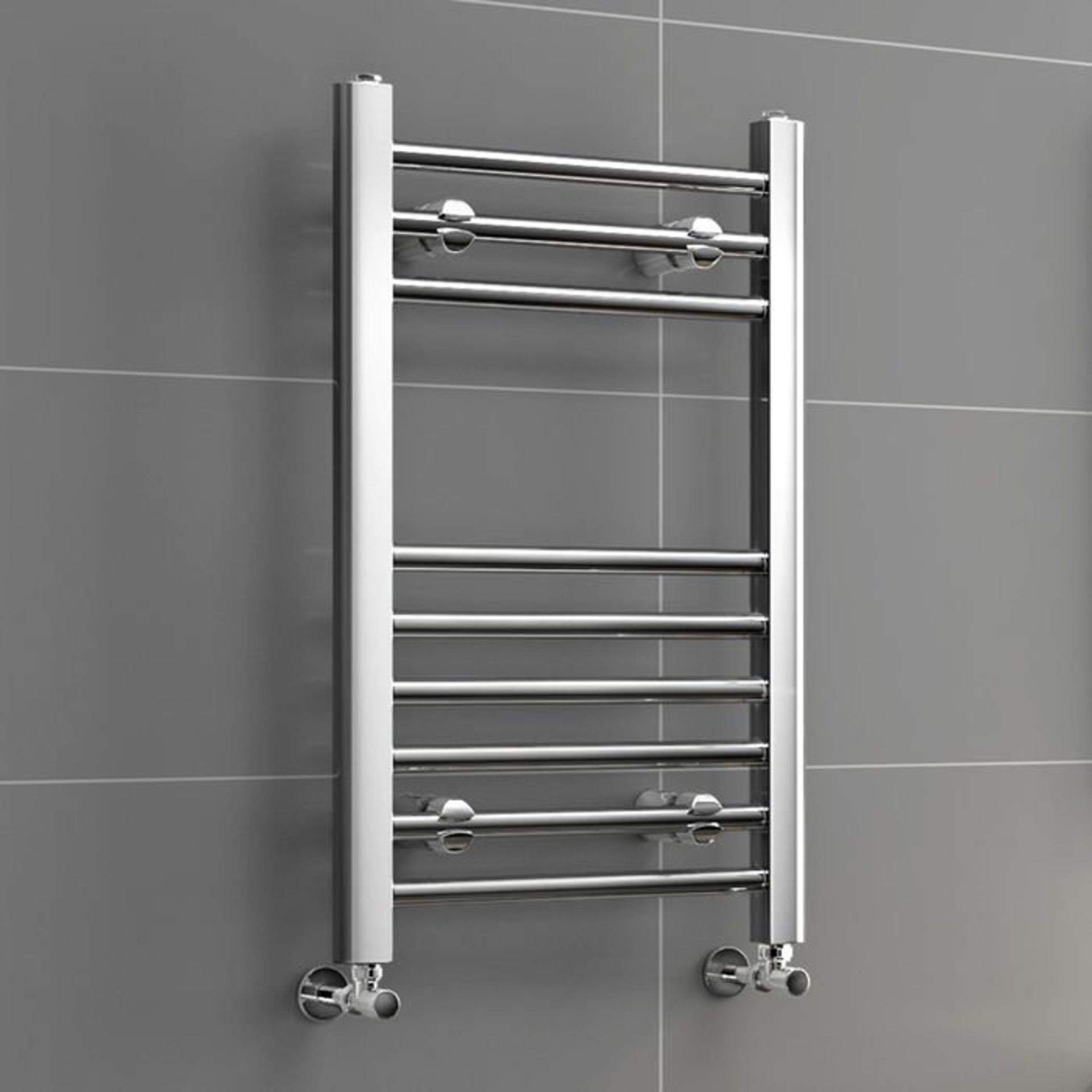 (H225) 650x400mm - Basic 20mm Tubes - Chrome Heated Straight Rail Ladder Towel Radiator. 100% leak - Bild 2 aus 3