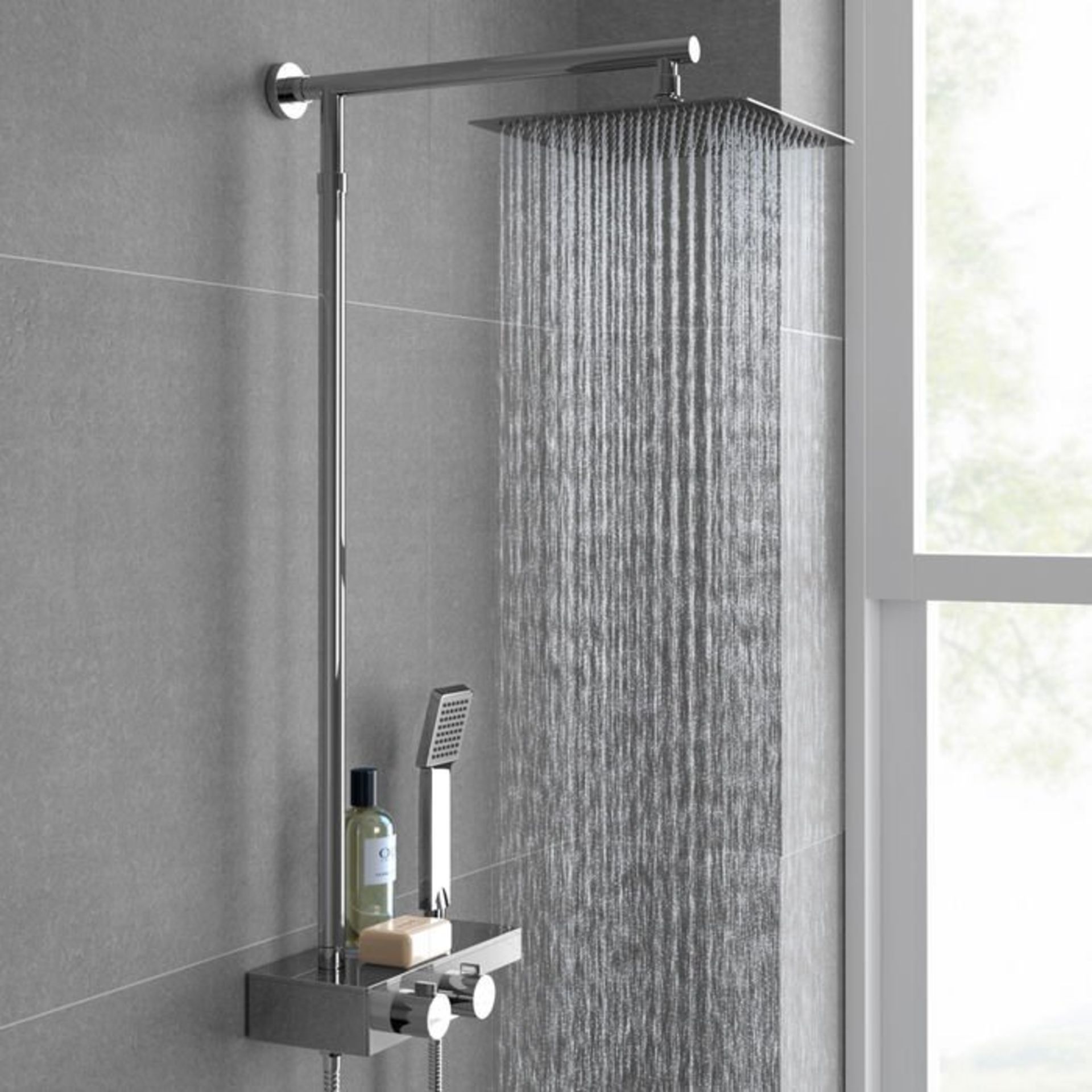 (G95) Square Exposed Thermostatic Shower Shelf, Kit & Large Head RRP £349.99 Style meets function - Bild 2 aus 8