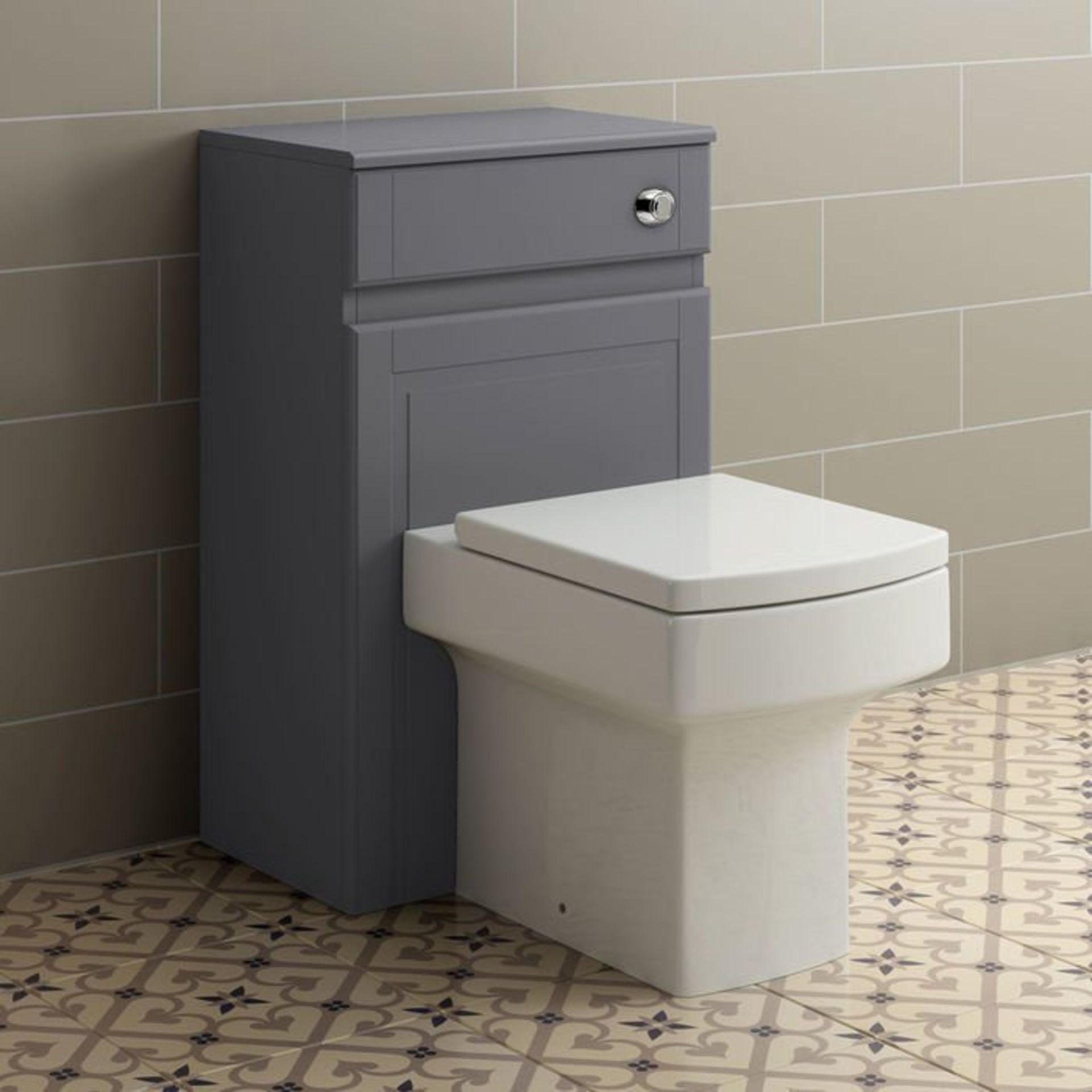 (H203) 500mm Cambridge Midnight Grey Back To Wall Toilet Unit. RRP £109.99. Our discreet unit - Image 2 of 4