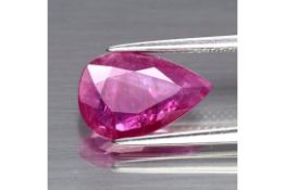 AGI Certified - 2.76 carats Natural Ruby - Pear Cut - SI Clarity,