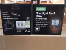 WHOLSALE PALLET JOB LOT OF 516 x BRAND NEW 120w HOMEBASE FLOODLIGHTS. MADE FROM BLACK DIE CAST