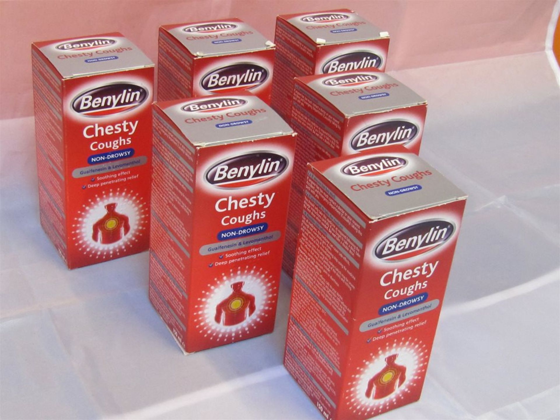 35) 6 x Benylin Chesty Cough Syrup. 150ml each. No vat on Hammer.