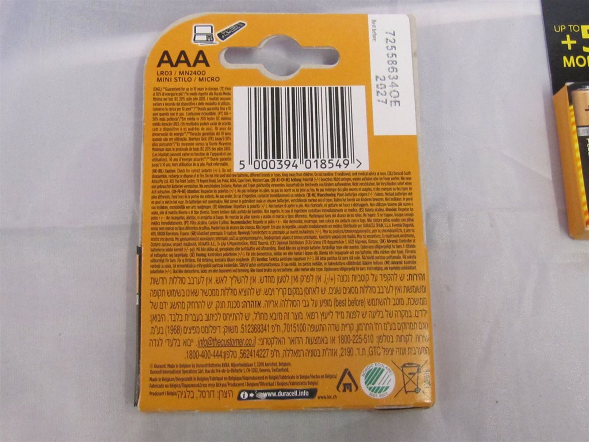 40) 64 x AAA Duracel Plus Power Batteries. No vat on Hammer. - Image 3 of 4