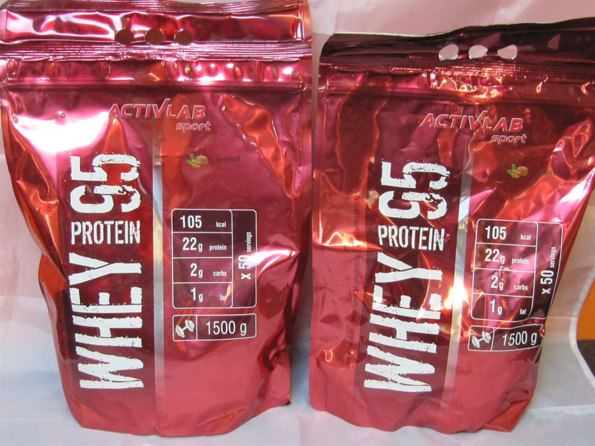 81) 2 x Large Bags of Whey Protein. 1500g each. No vat on Hammer.