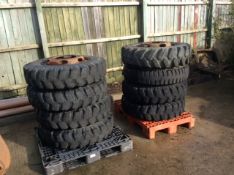 Pair of JCB Digger Tyres on Rims :  Size 10.5 / 80-10