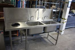 double stainless sink with splashbqck
