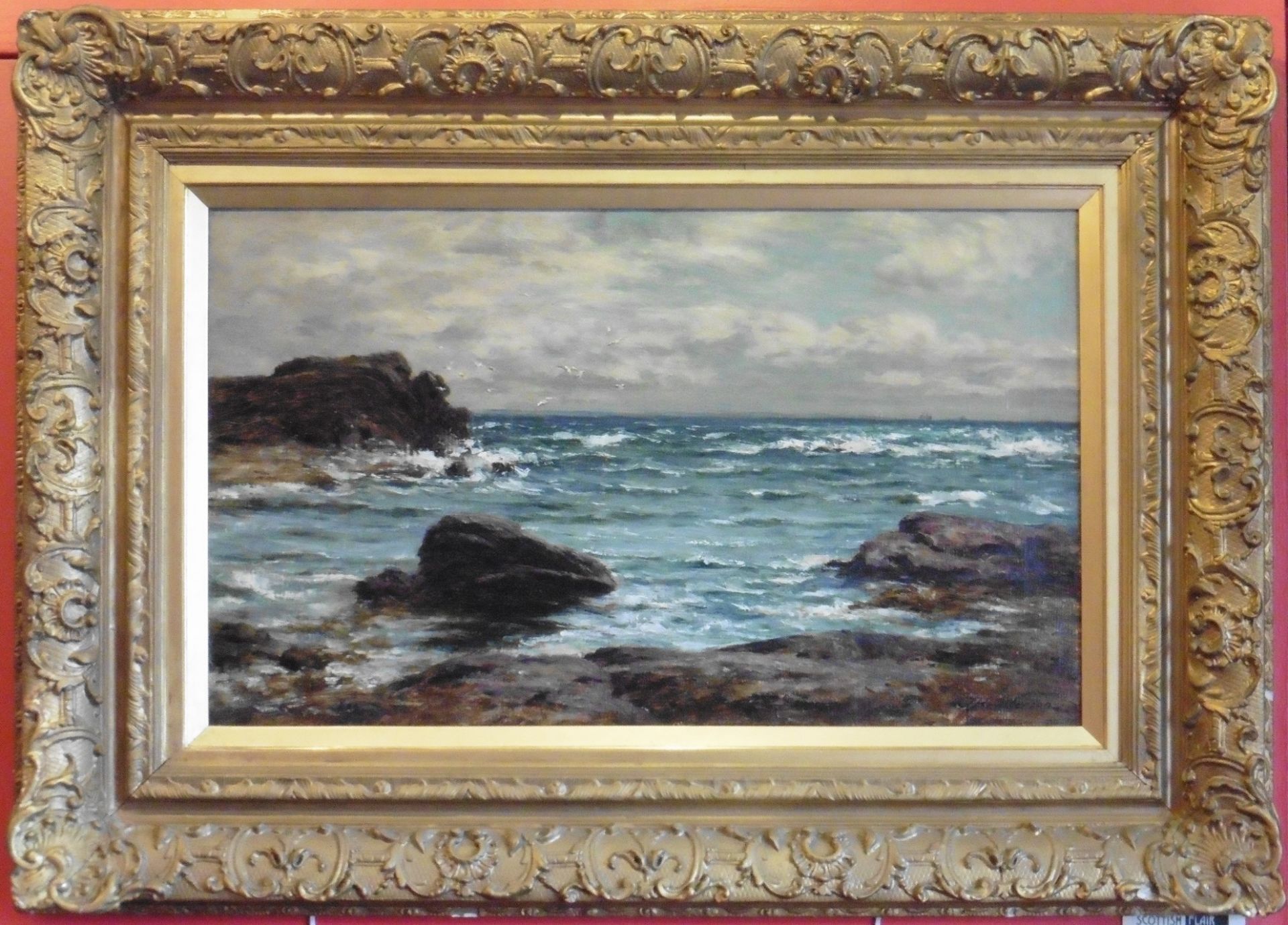 Joseph Henderson RSW (1832–1908) oil on canvas large seascape Scottish Coastline - Image 4 of 5