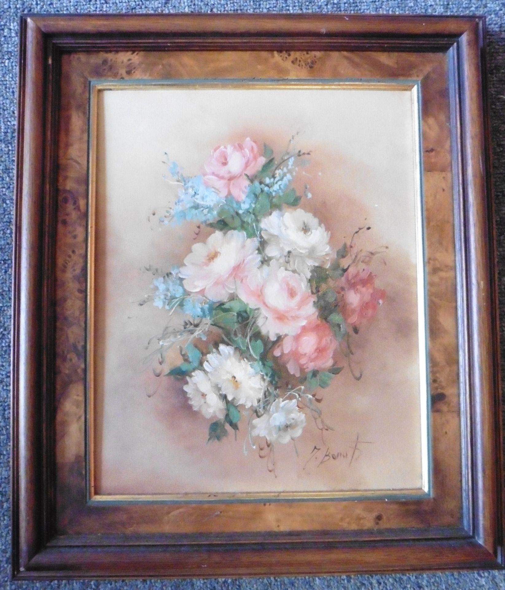 Bonati Manuela (Milan 1949) signed Oil on canvas "Peonies" - Image 7 of 7