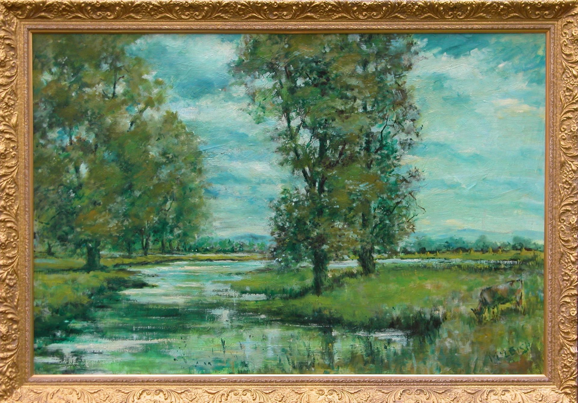 McLeish Oil on board Pastoral River Scene - Image 3 of 3