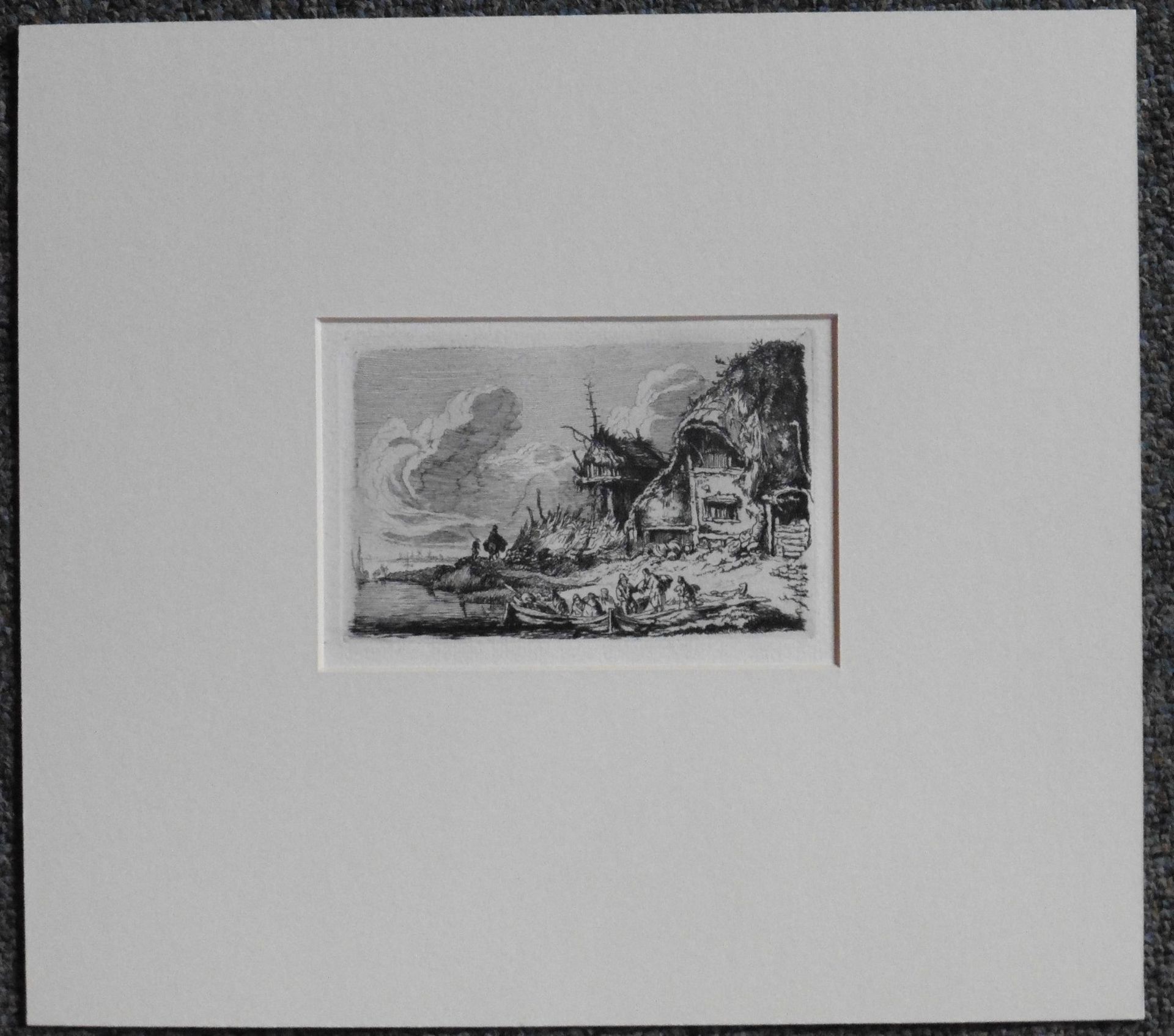 Unsigned woodcut “Coming ashore” - Image 3 of 3