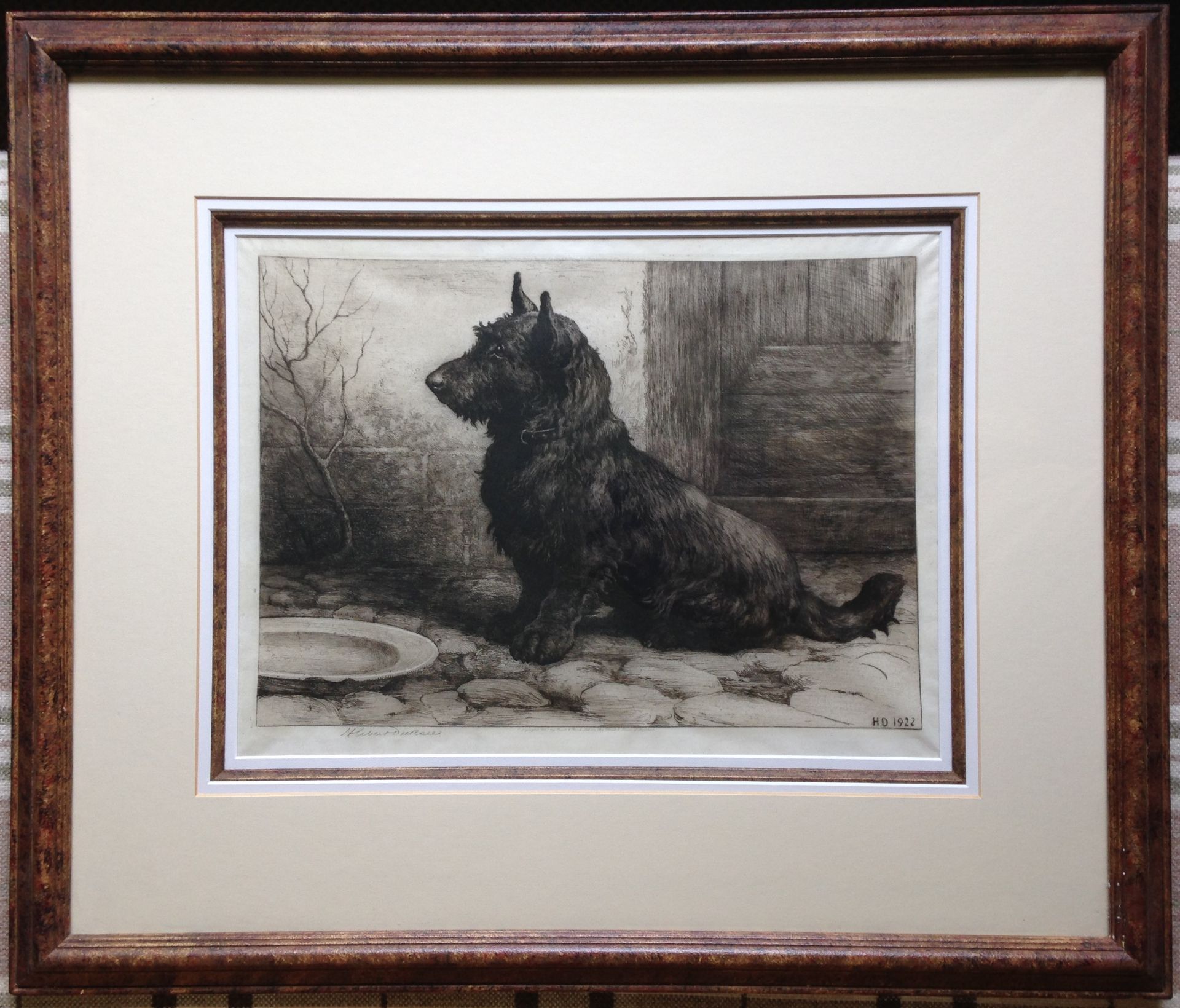 Herbert Dicksee (1862 -1942) Signed etching Dog subject Sealyham Pup - Image 2 of 5