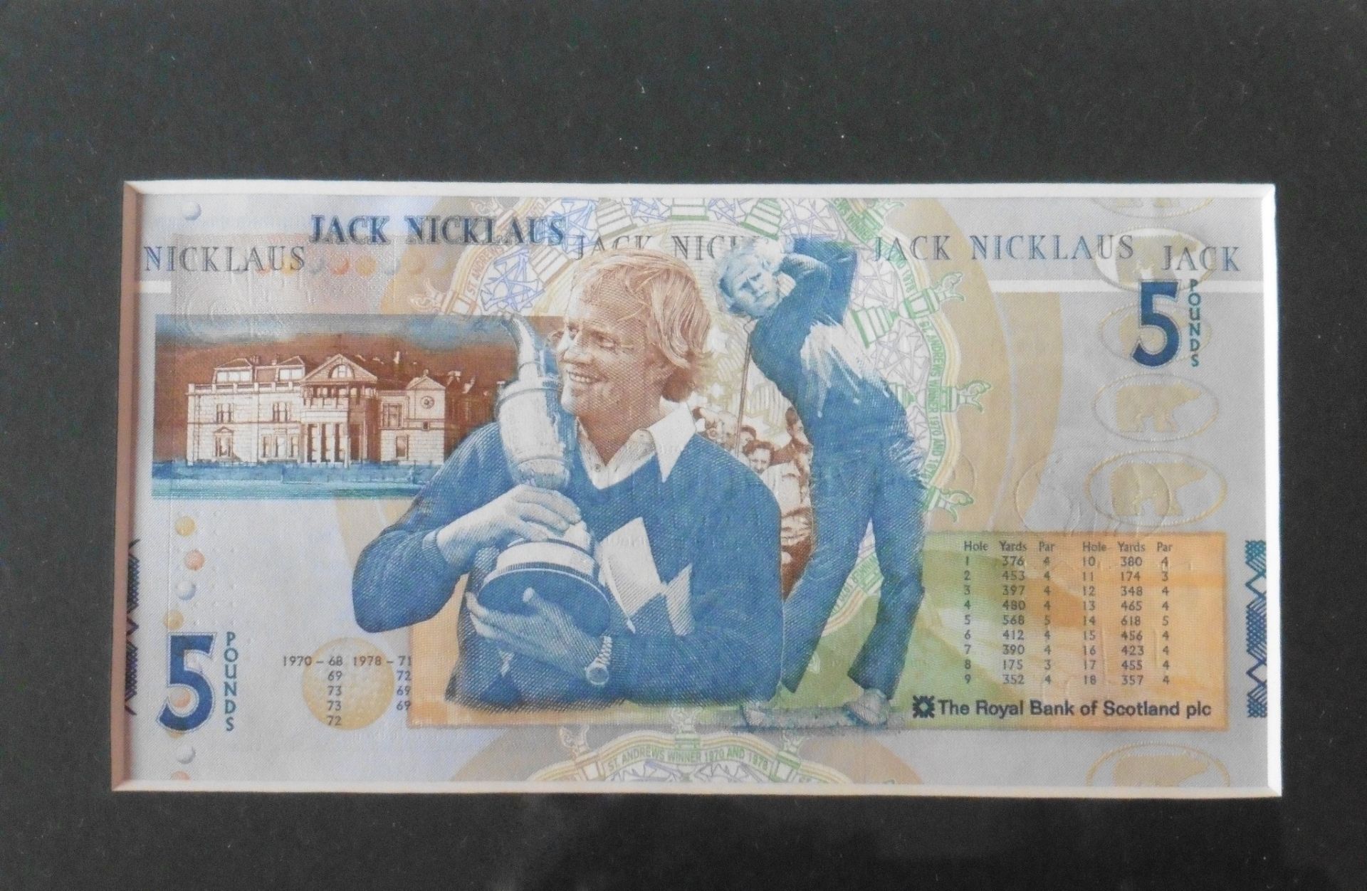 Jack Nicklaus Royal bank of Scotland framed £5 notes, Frame 18” x 12.5” - Image 4 of 4