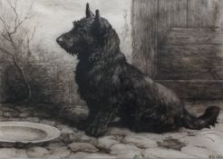 Herbert Dicksee (1862 -1942) Signed etching Dog subject Sealyham Pup
