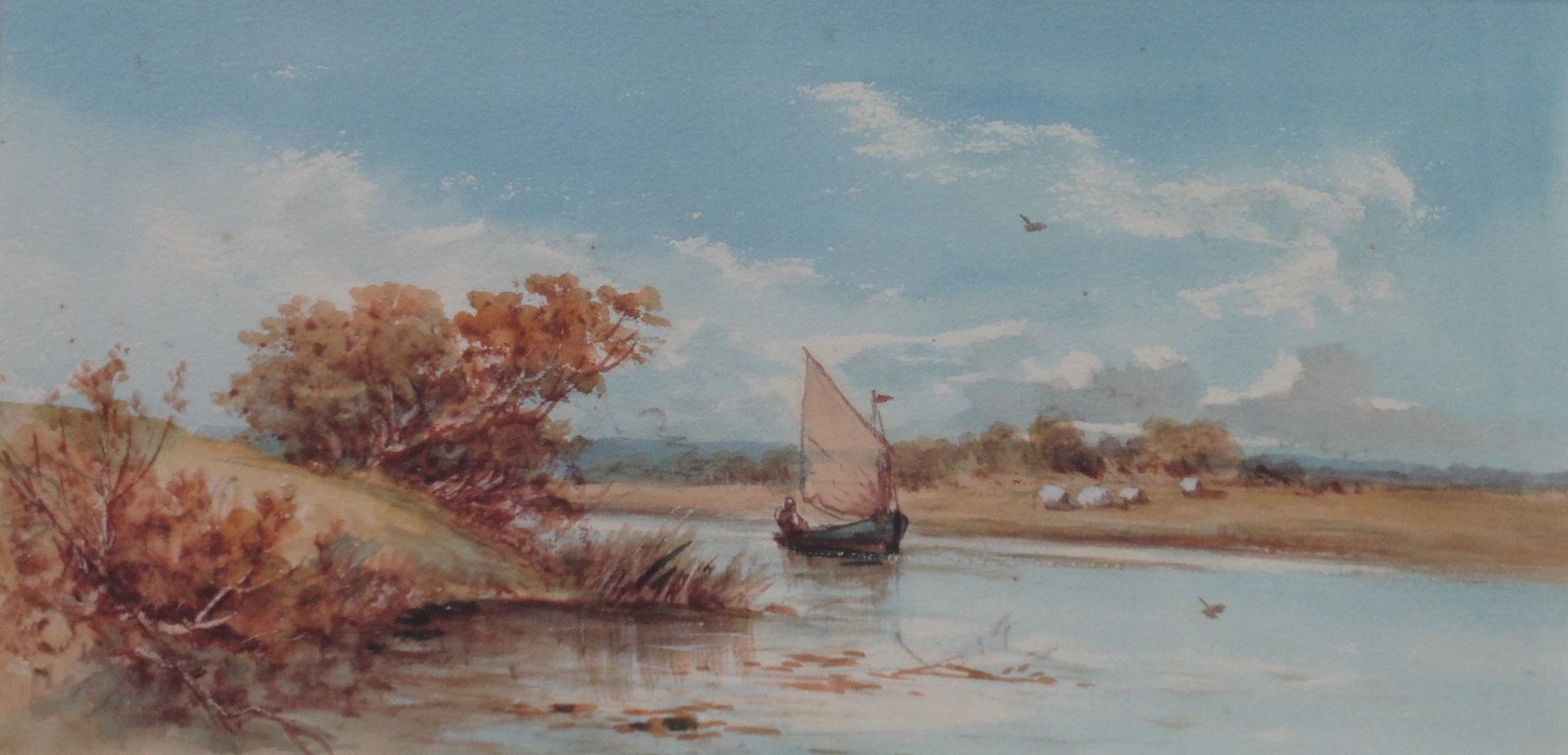 Unsigned 19c watercolour “On the estuary” Possibly Norfolk