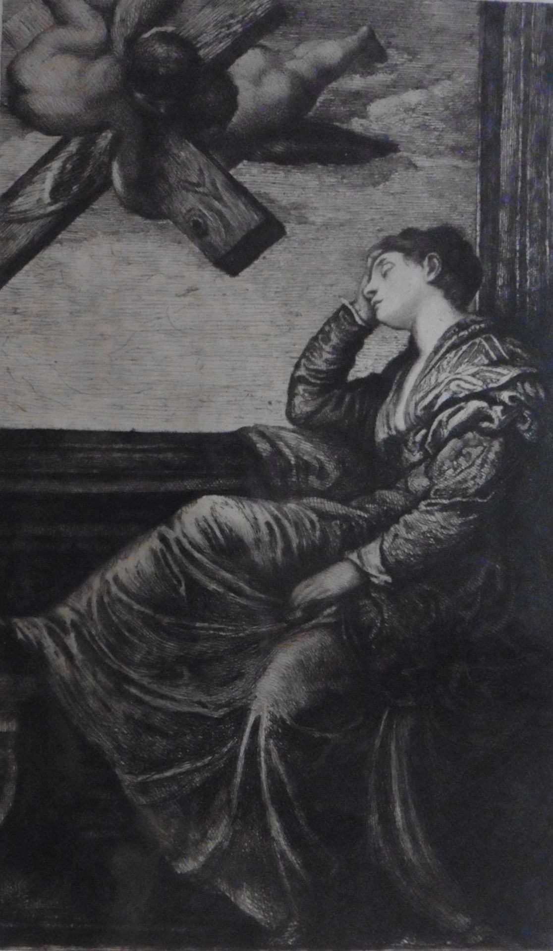 Unsigned engraving circa 1900 “Thoughts”