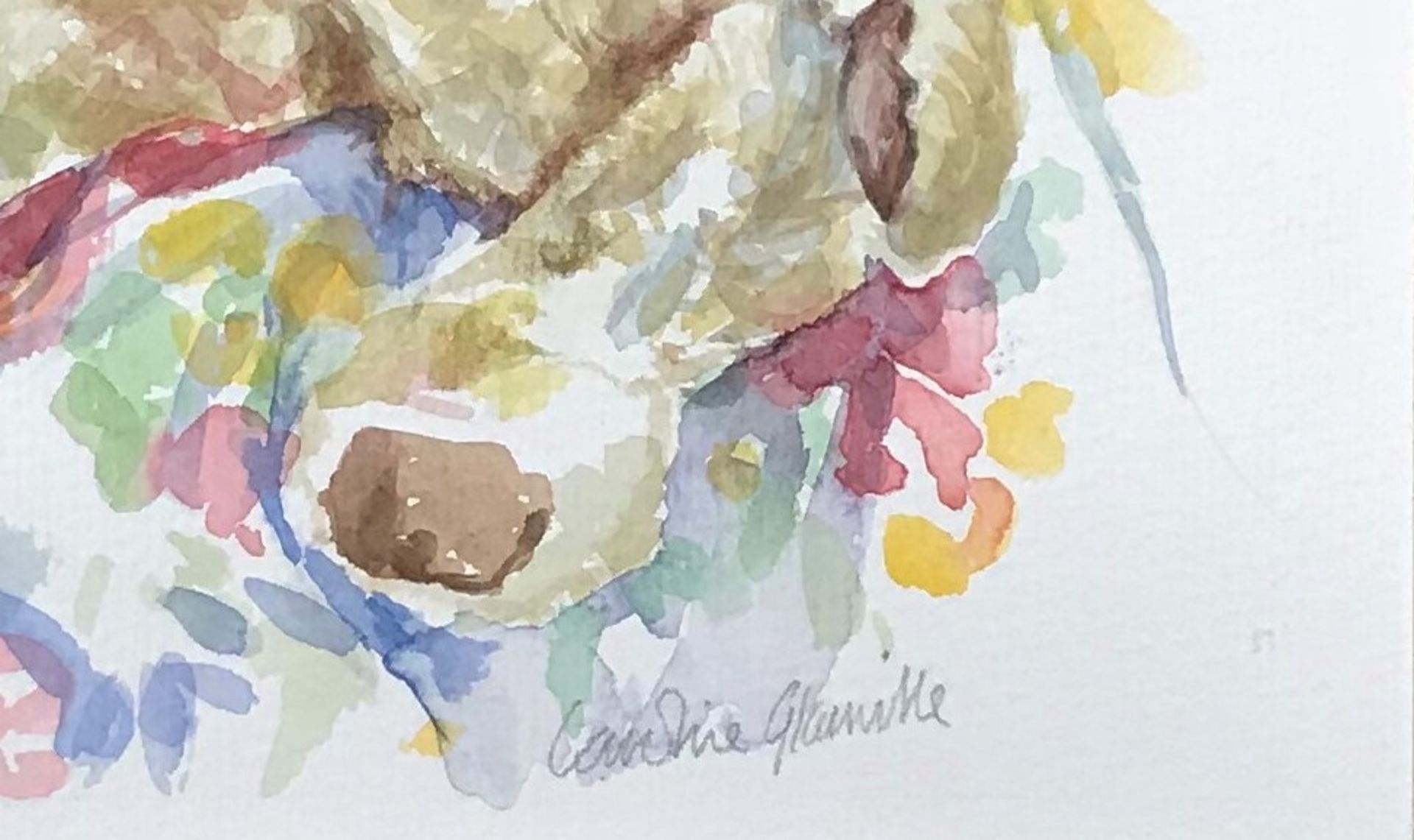 Caroline Glanville Watercolour, signed in pencil " Teddy" - Image 3 of 3