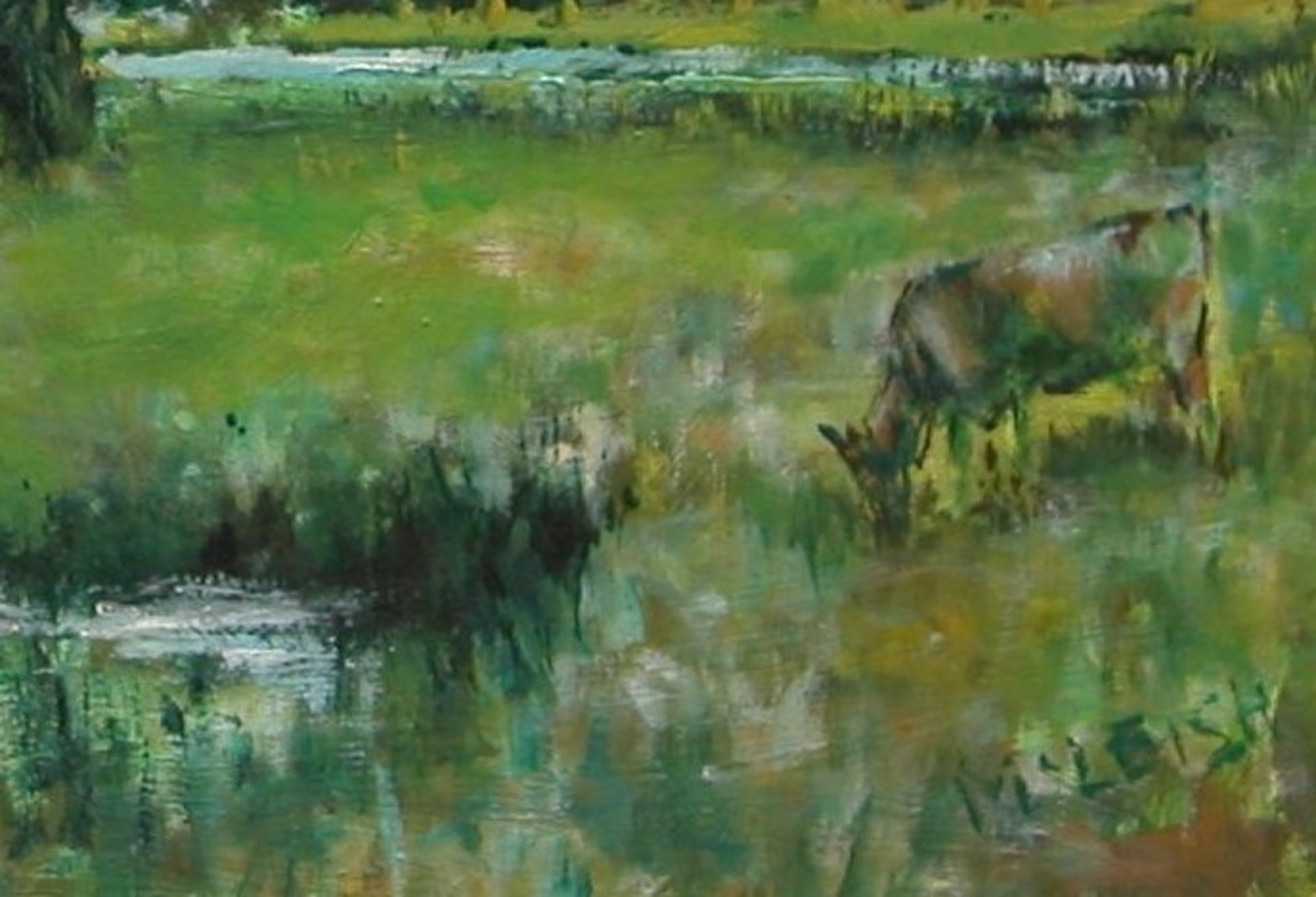 McLeish Oil on board Pastoral River Scene - Image 2 of 3