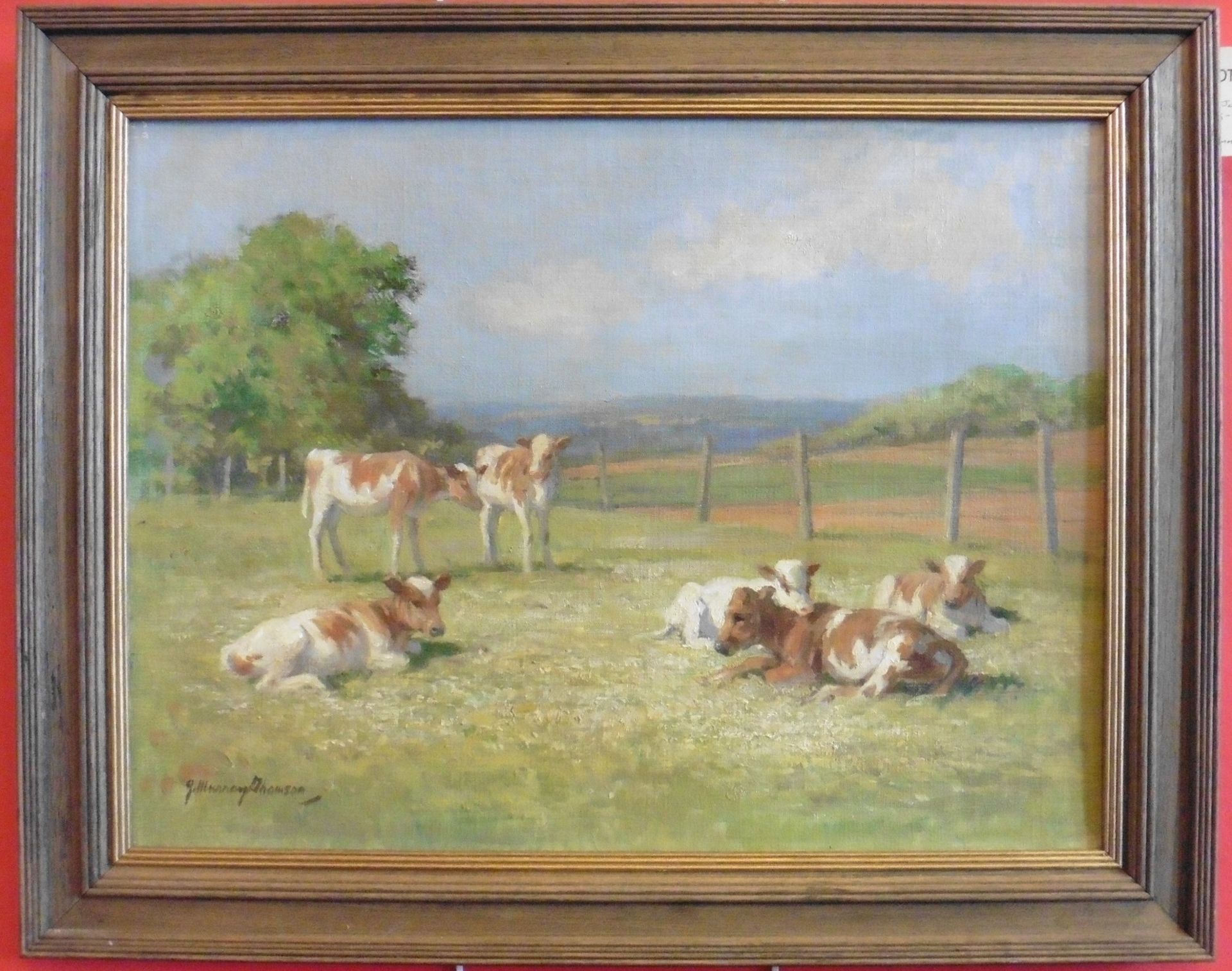 John Murray Thomson RSA RSW PSSA (1885-1974) Oil on canvas “Spring Calves - Image 3 of 3