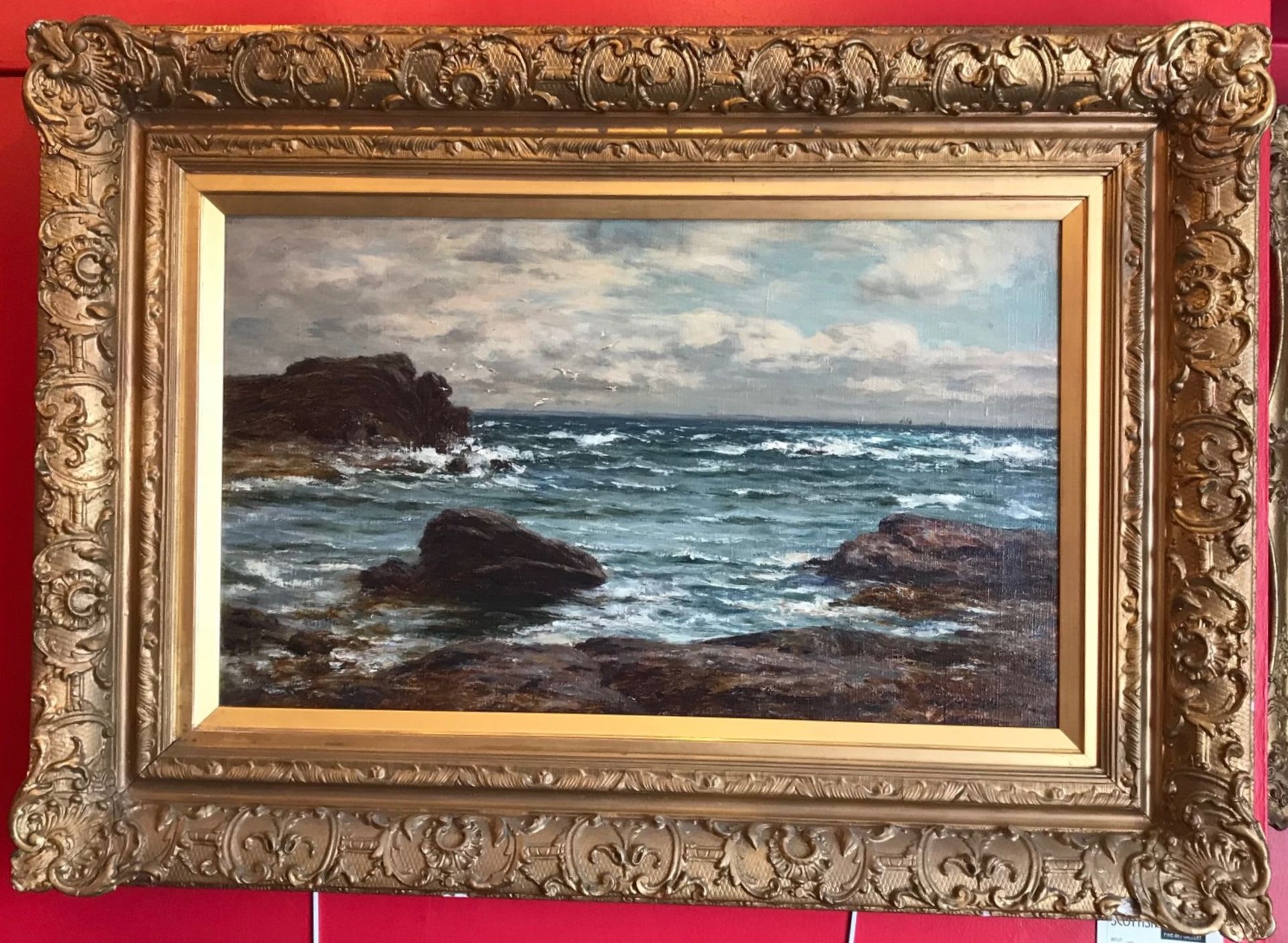 Joseph Henderson RSW (1832–1908) oil on canvas large seascape Scottish Coastline - Image 5 of 5