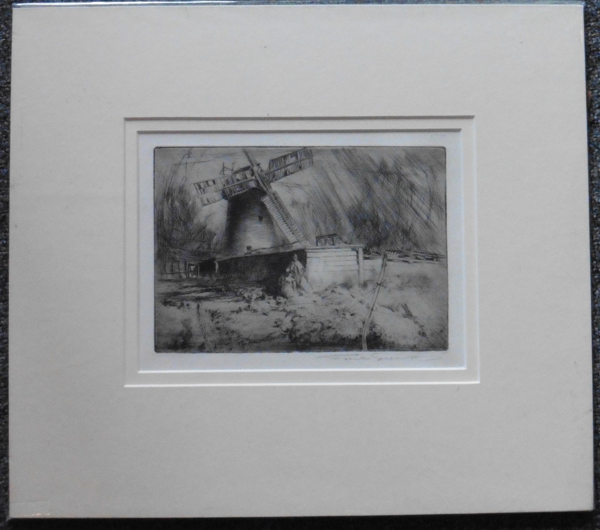 Frank Greenwood, (Born c1883-1954) Etching “Windmill” - Image 3 of 3