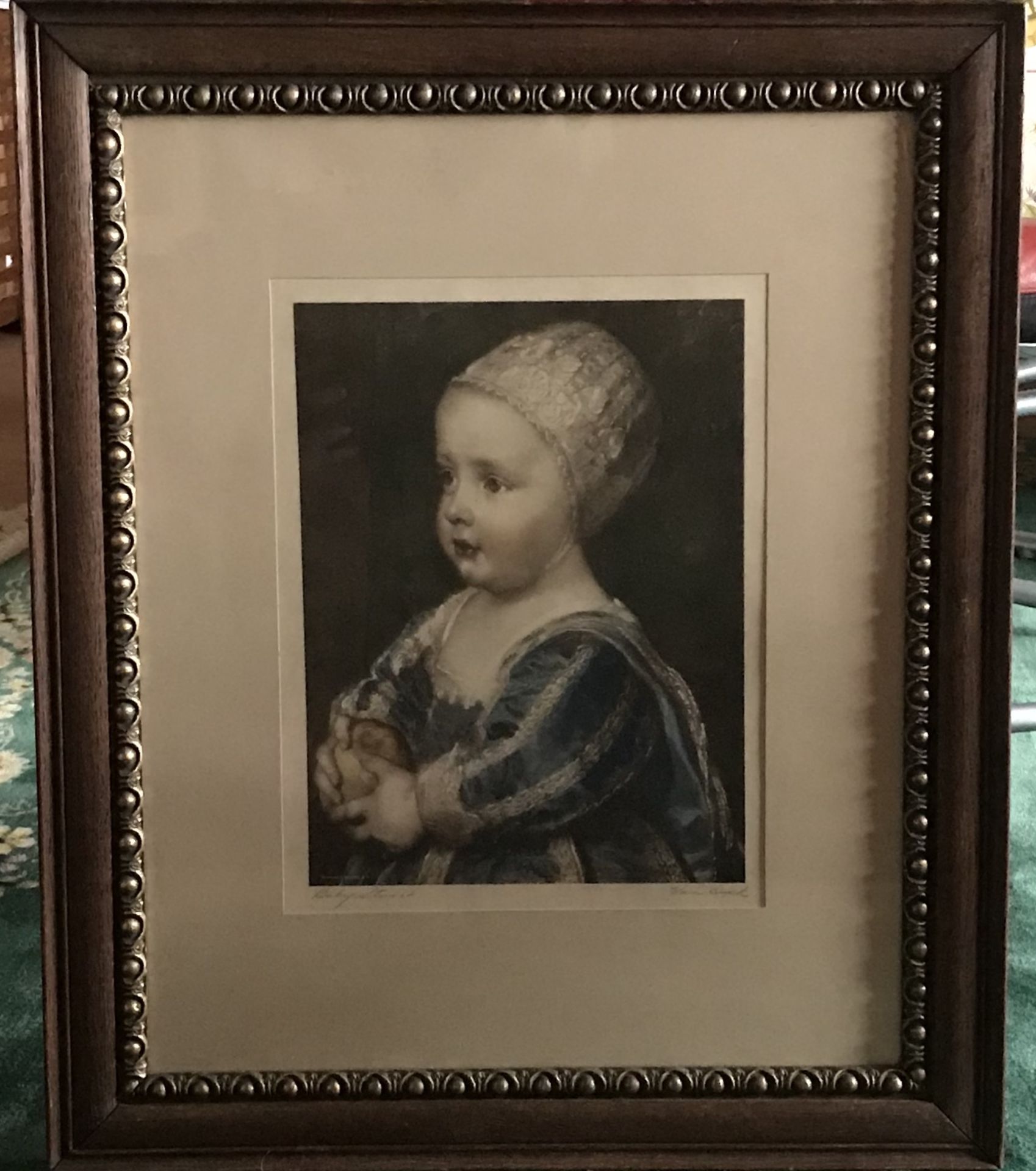 Van Dyck Engraving Signed in pencil "Baby Stuart" - Image 4 of 4