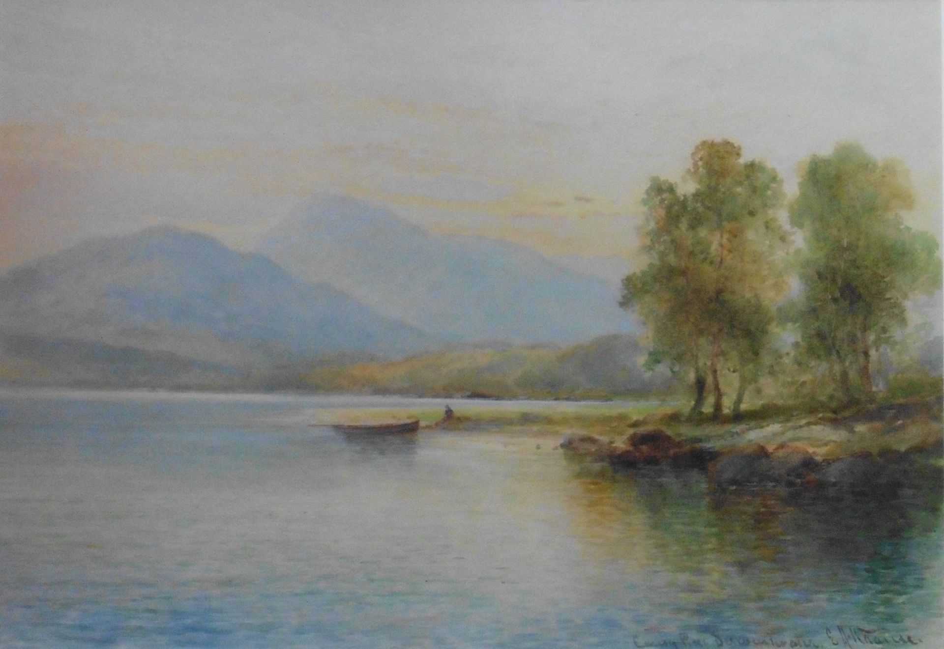 Emil Axel Krause (1871-1945) signed Watercolour “Causey Pike Derwent Water”