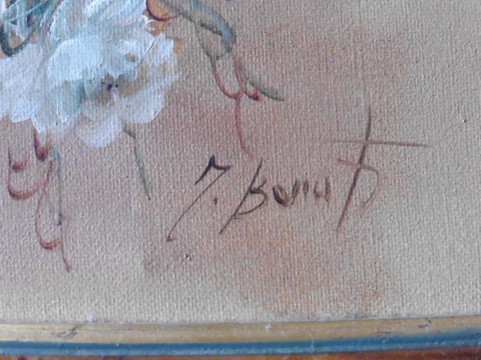 Bonati Manuela (Milan 1949) signed Oil on canvas "Peonies" - Image 6 of 7