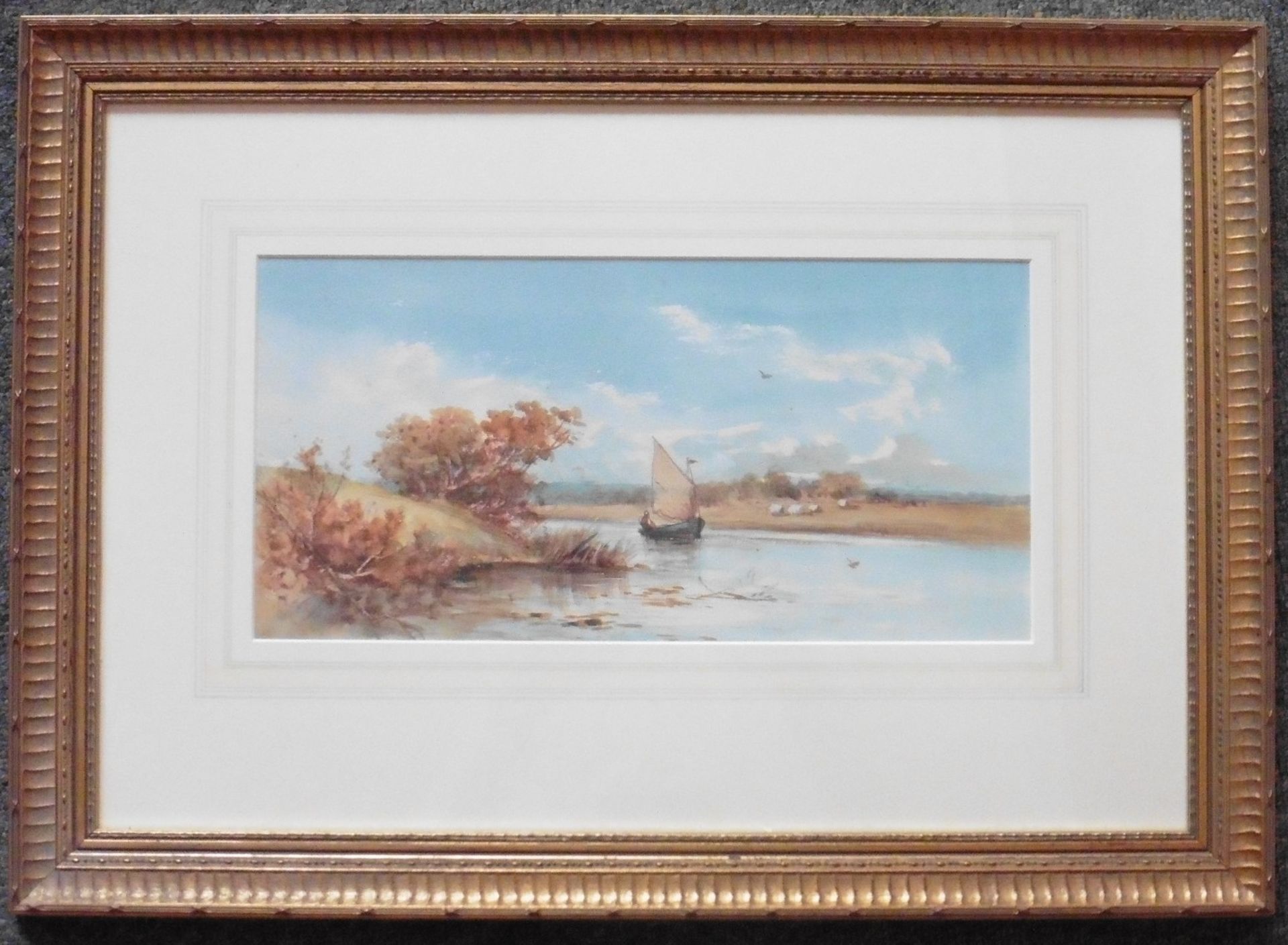 Unsigned 19c watercolour “On the estuary” Possibly Norfolk - Image 2 of 3