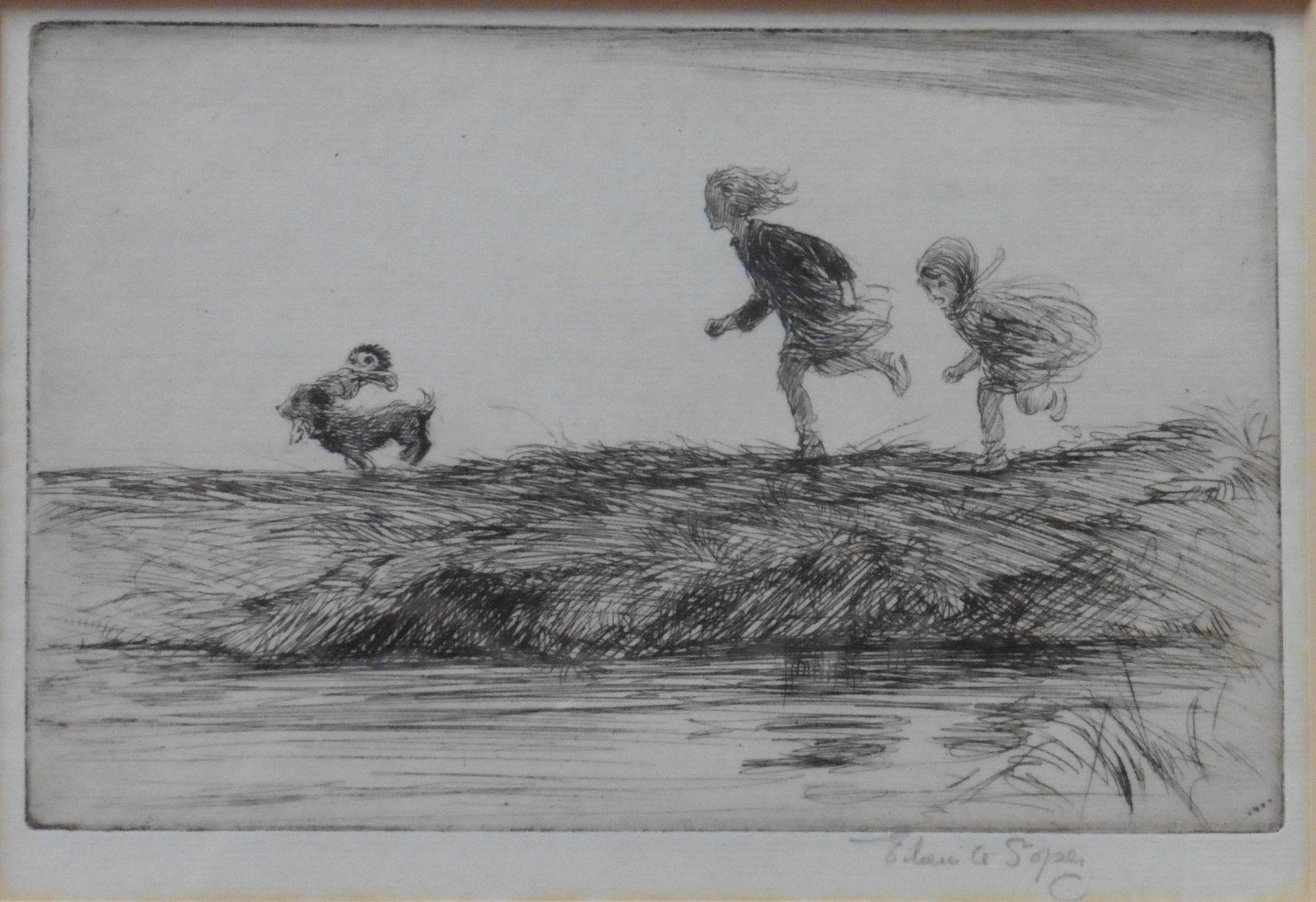Eileen Soper RMS SWLA (1905-1990) signed Etching “The chase”