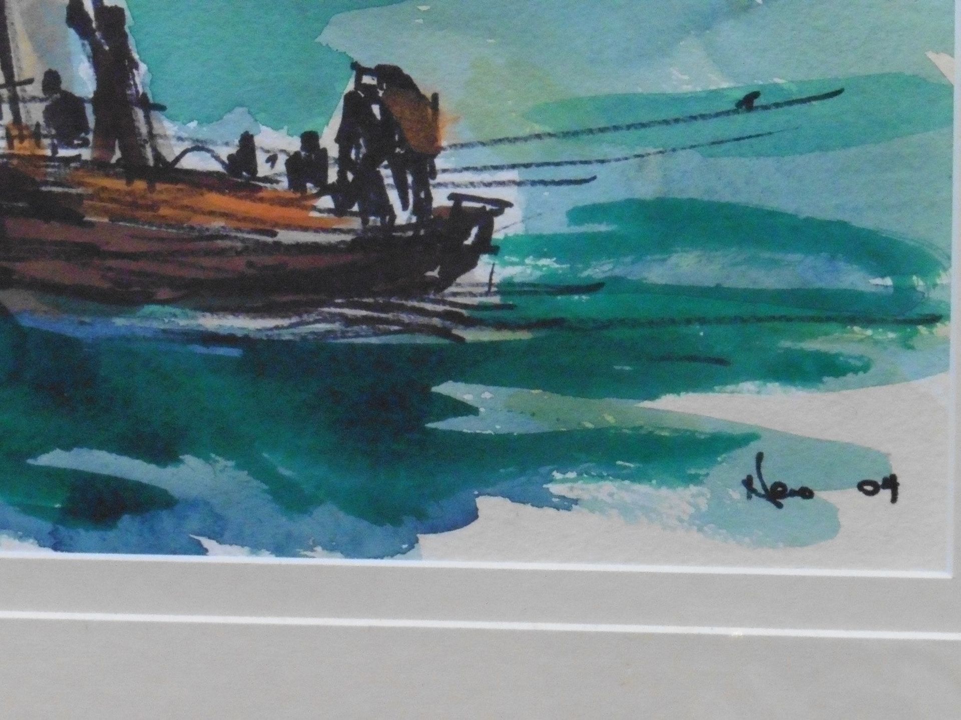 Nero Large signed watercolour “Yellow sail 2” - Image 3 of 5