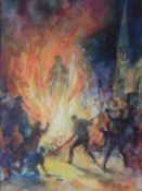 Alexander Muir (Dundee artist) Watercolour "bonfire night"