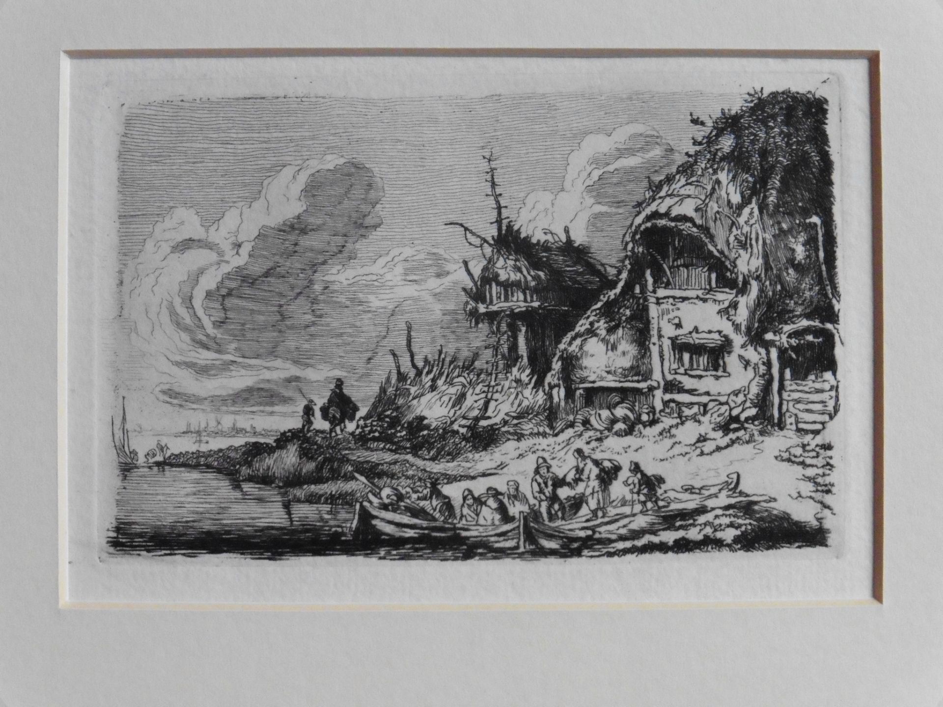 Unsigned woodcut “Coming ashore” - Image 2 of 3