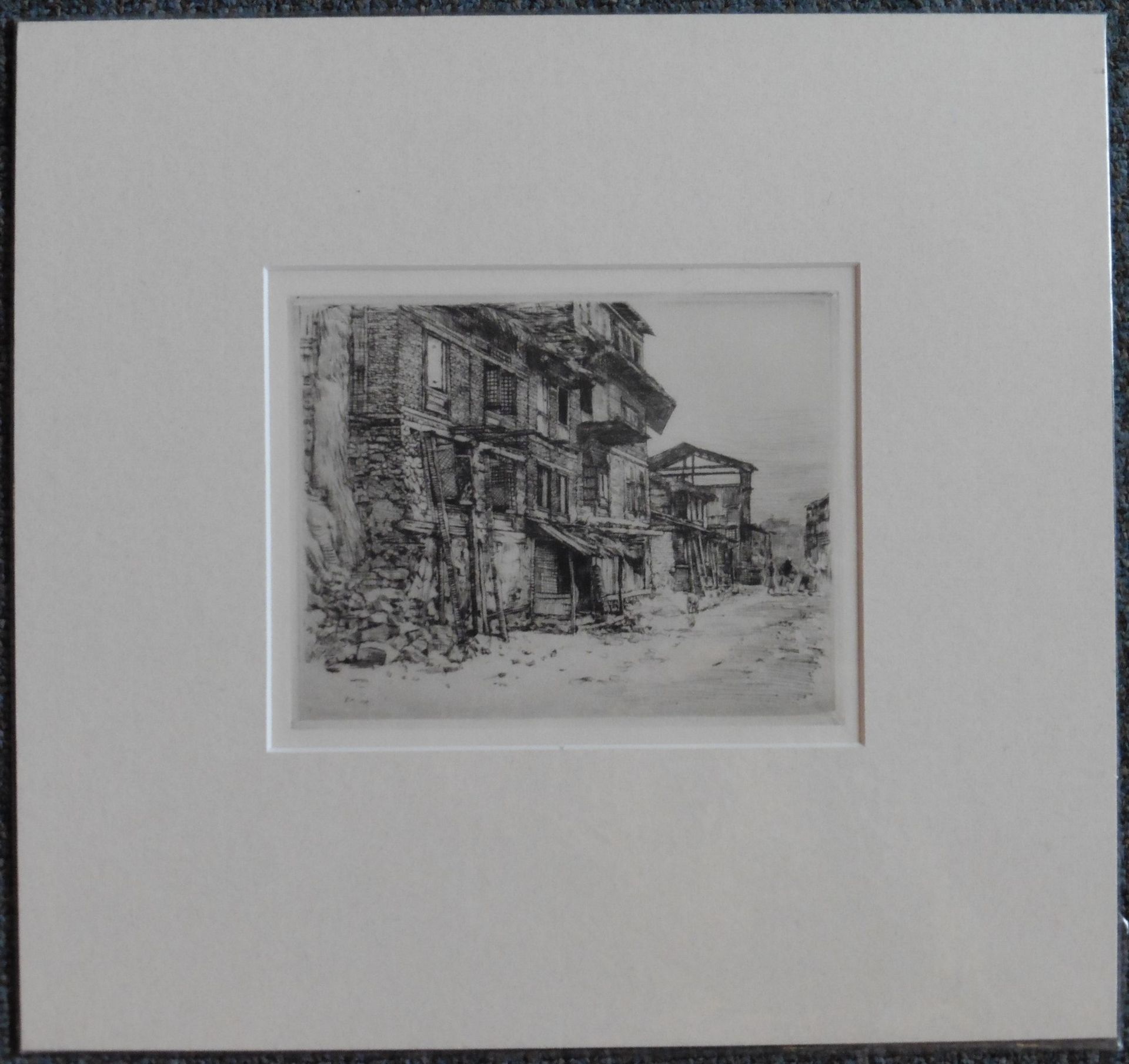 Unsigned etching “Village street” - Image 4 of 4