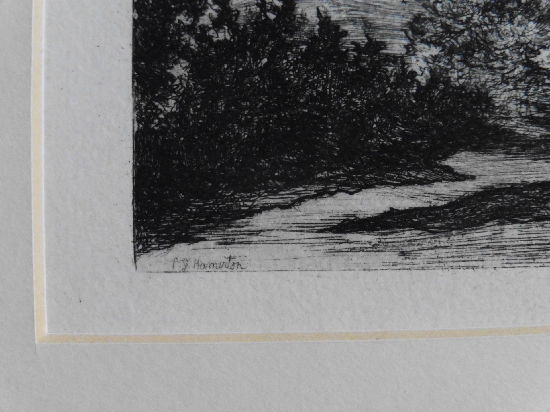 Woodcut signed in the plate Philip Gilbert Hamerton (1834 - 1894) “ Country landscape” - Image 2 of 3