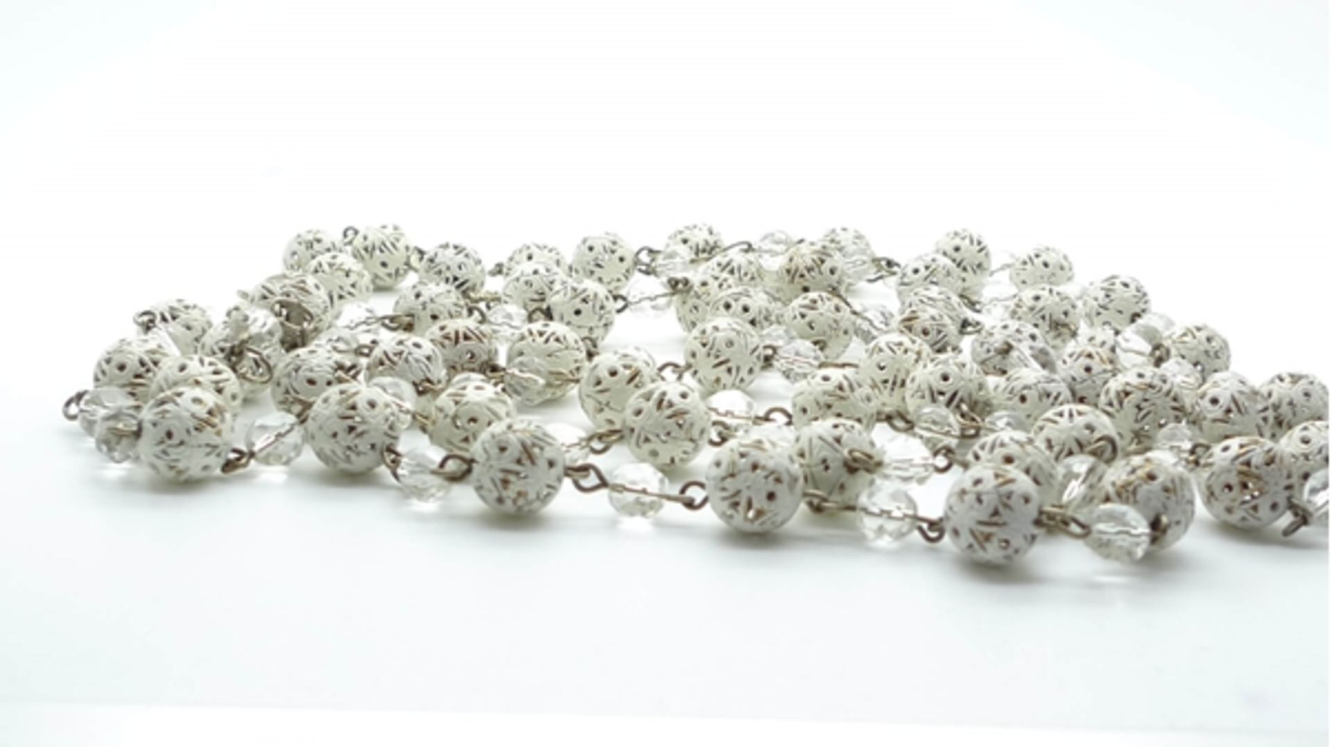 Mitchel Maer for Christian Dior Five Strand Gold White Filigree Necklace 1950s - Image 4 of 5