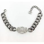 Chanel Runway Look Diamante Embellished Grey Chunky Chain Choker Necklace, 2014