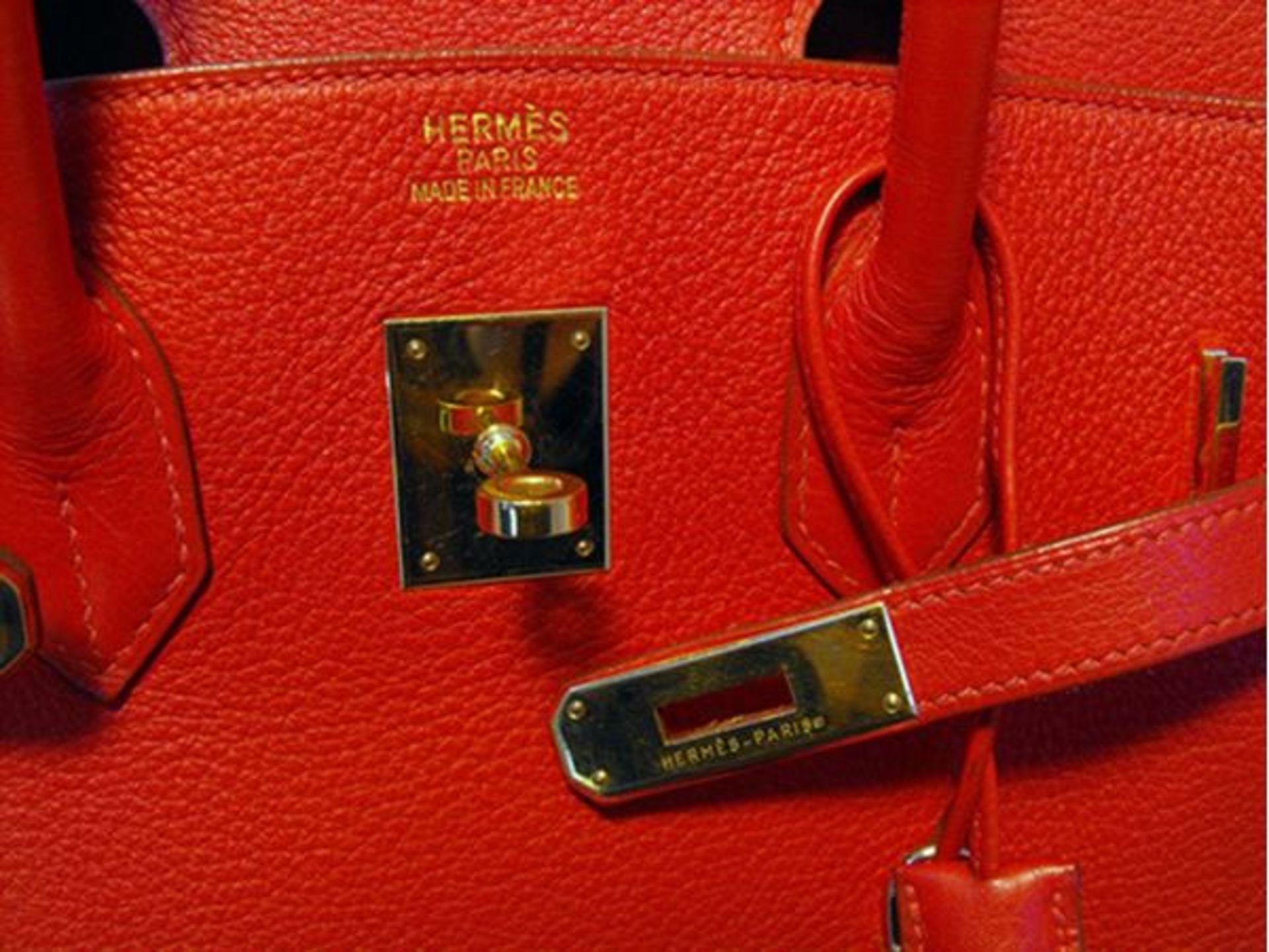 Hermes Rouge Vif 35cm Clemence Birkin Bag - Image 5 of 8