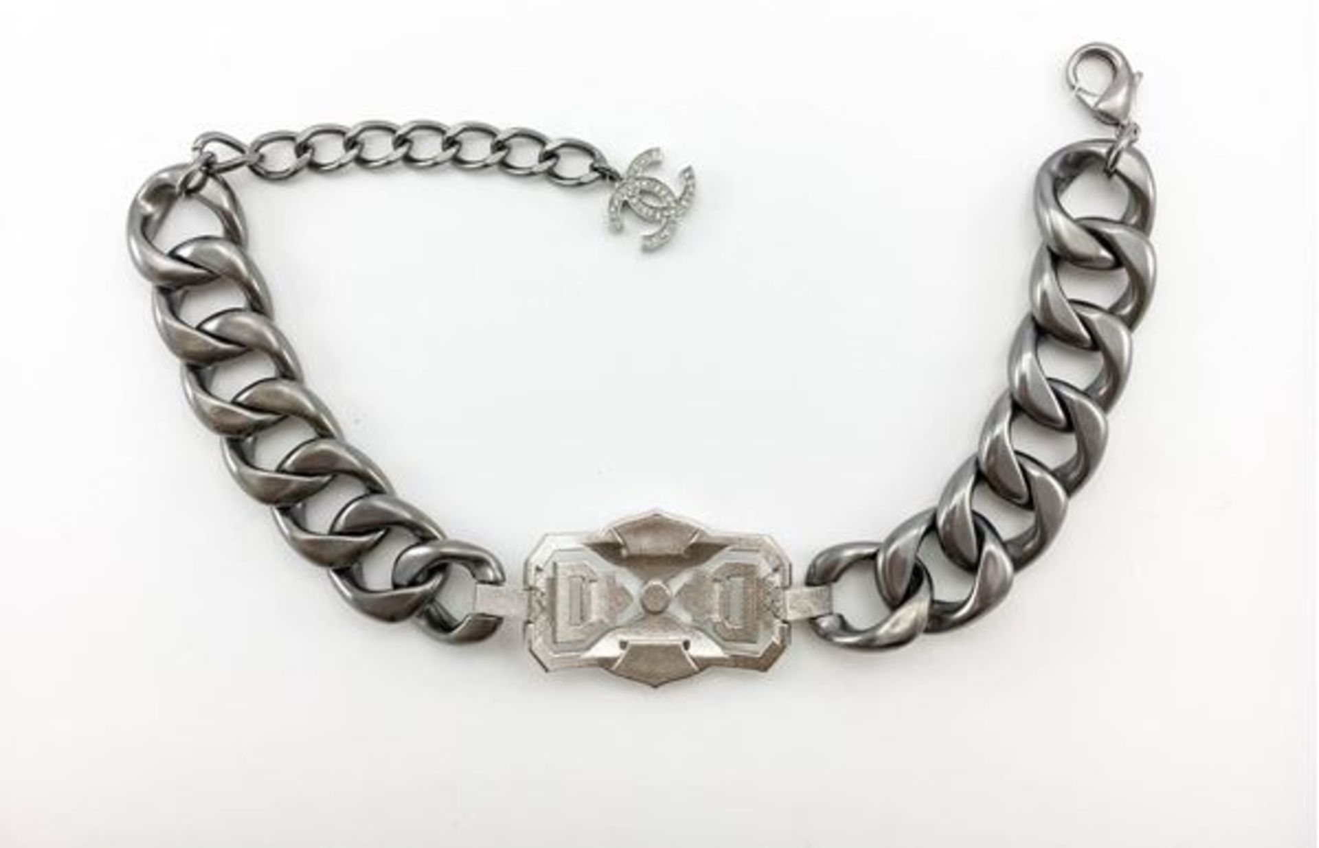 Chanel Runway Look Diamante Embellished Grey Chunky Chain Choker Necklace, 2014 - Image 5 of 8