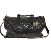 Vintage Chanel Black Keepall Shoulder Bag with Strap