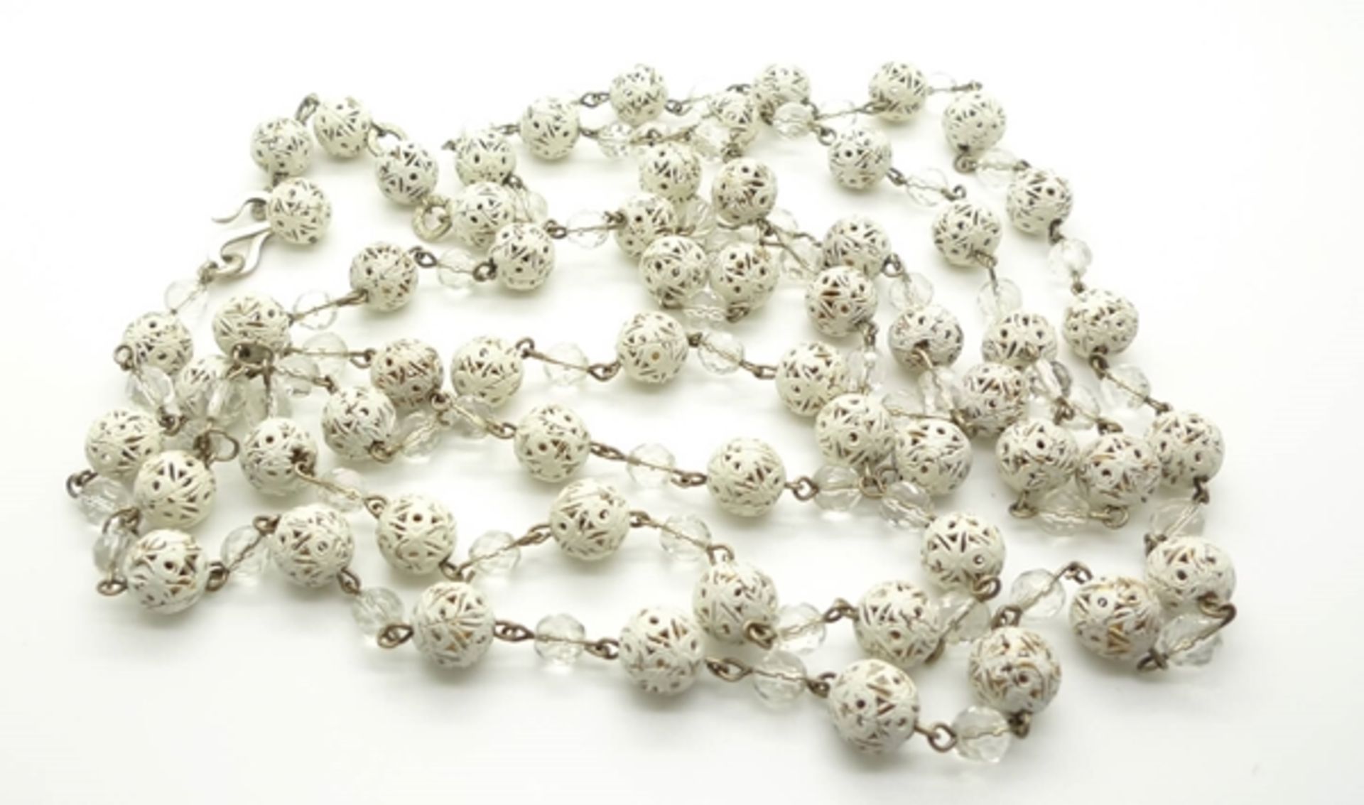 Mitchel Maer for Christian Dior Five Strand Gold White Filigree Necklace 1950s - Image 3 of 5